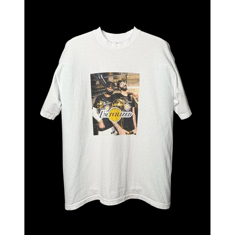 Los Angeles La Lakers Nba Champions Basketball T-Shirt Size L White